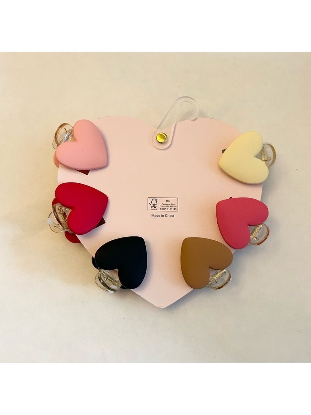 Pink Linen Heart Hair Clips NWT - Picture 3 of 4